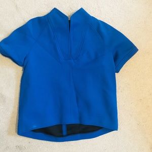 Tibi Mock-neck hi-low structured top